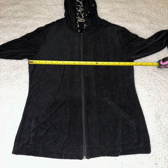 Chicos Travelers Solid Black Full Zip Jacket Giraffe Lining Size 1 (Medium) GUC - Picture 6 of 10